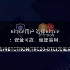 Bitpie用户 选择Bitpie：安全可靠，便捷易用。