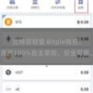 比特派轻量 Bitpie钱包：资产100%自主掌控，安全可靠。