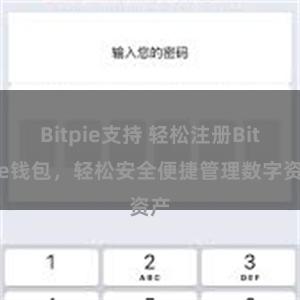 Bitpie支持 轻松注册Bitpie钱包，轻松安全便捷管理数字资产