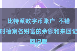 比特派数字币账户  不错随时检察各财富的余额和来回记载